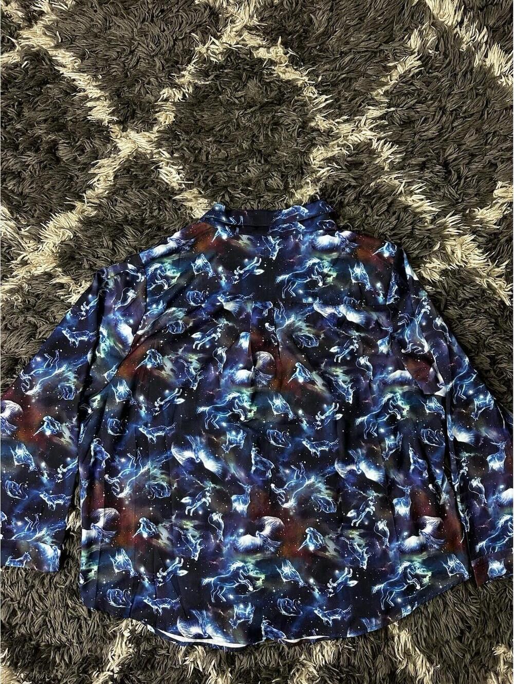 Torrid Harry Potter Patronus Button Up Shirt Womens Plus Size 3 3X Galaxy NWT - Picture 7 of 13